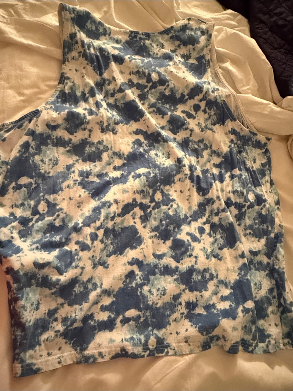 Blue Tie-Dye Sleeveless Mens Muscle Tank Top XXL - Picture 3 of 3